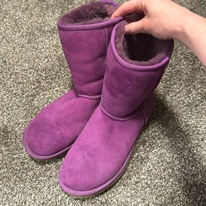Ugg Australia Medium Height Purple Fur and Suede Boots